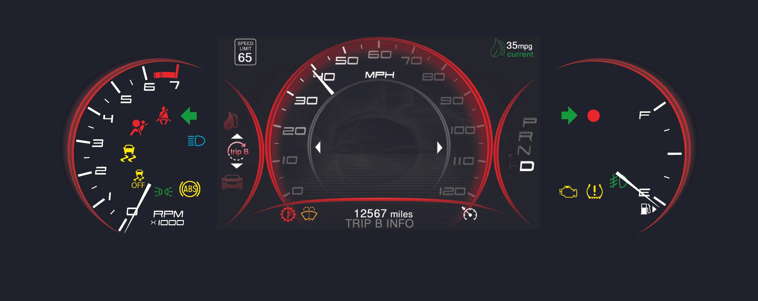 2012 Dodge Dart Premium gauge graphics