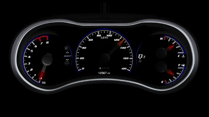 Jeep Grand Cherokee SRT8 analog gauge design