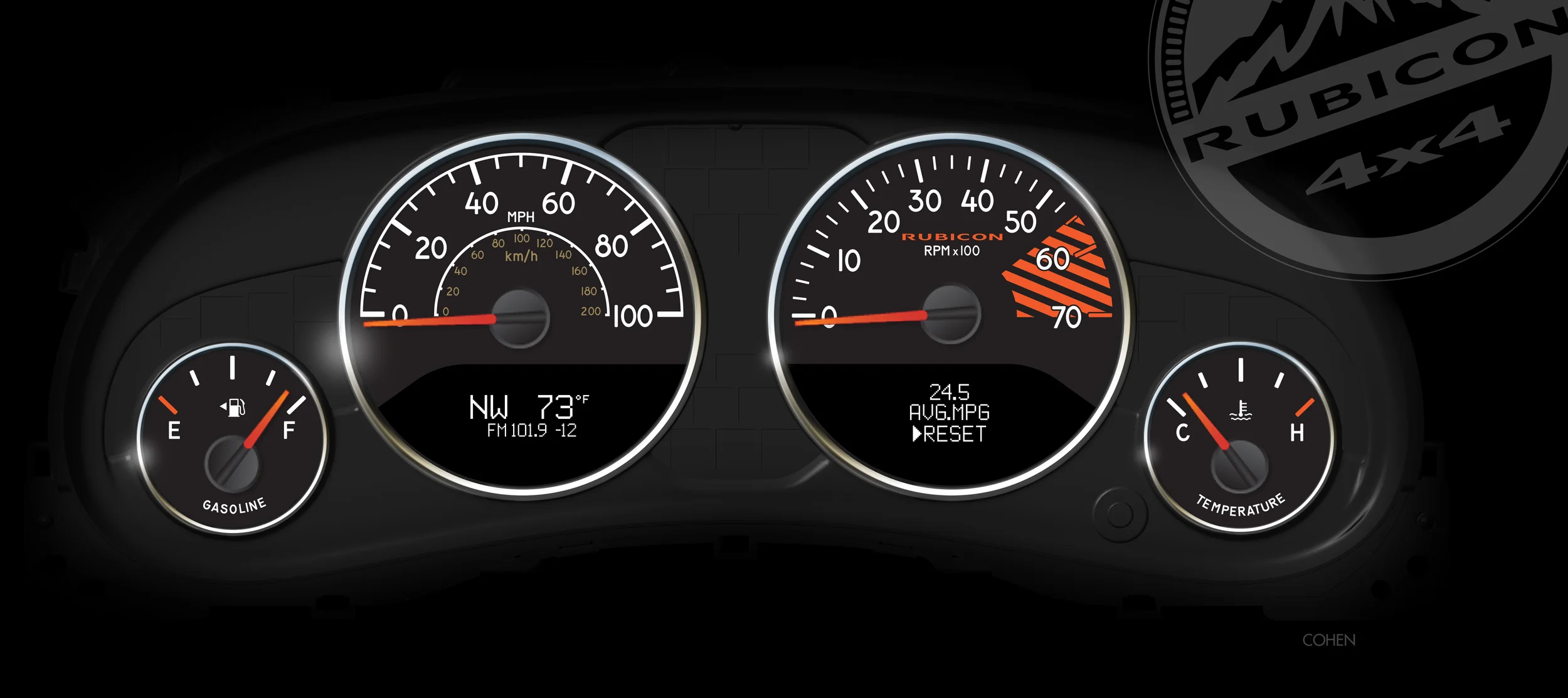 2013 Jeep Wrangler Rubicon 10th Anniversary Edition gauge design