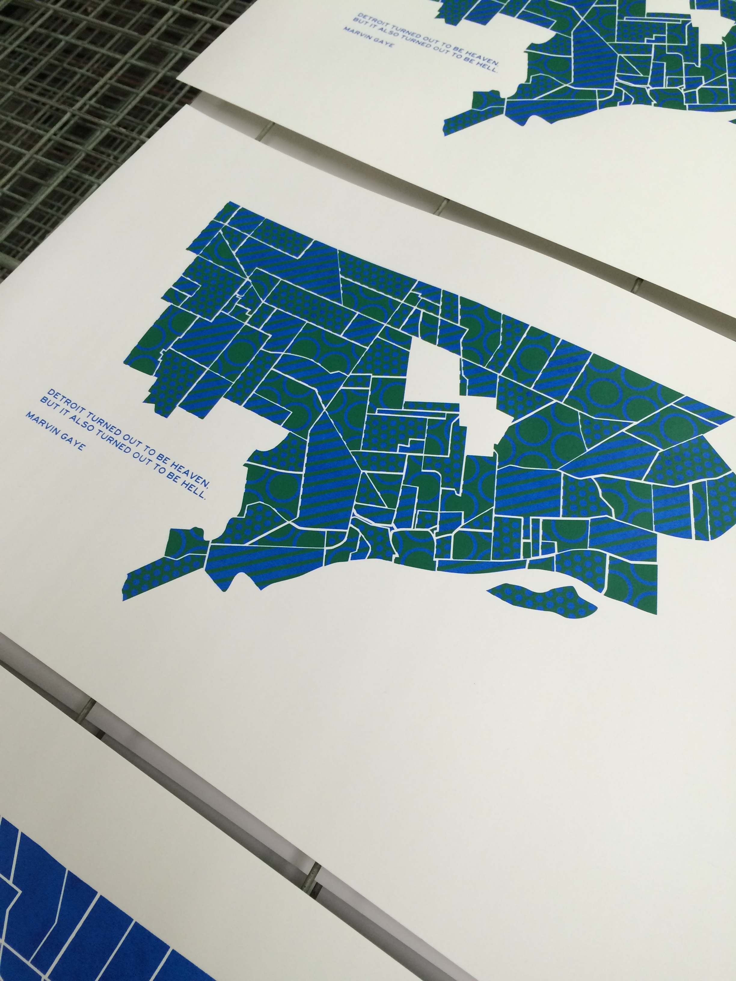 Completed print made at Ocelot Print Shop in Detroit.