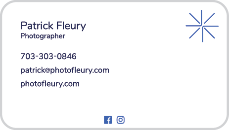 Patrick Fleury Photography Business Card Back