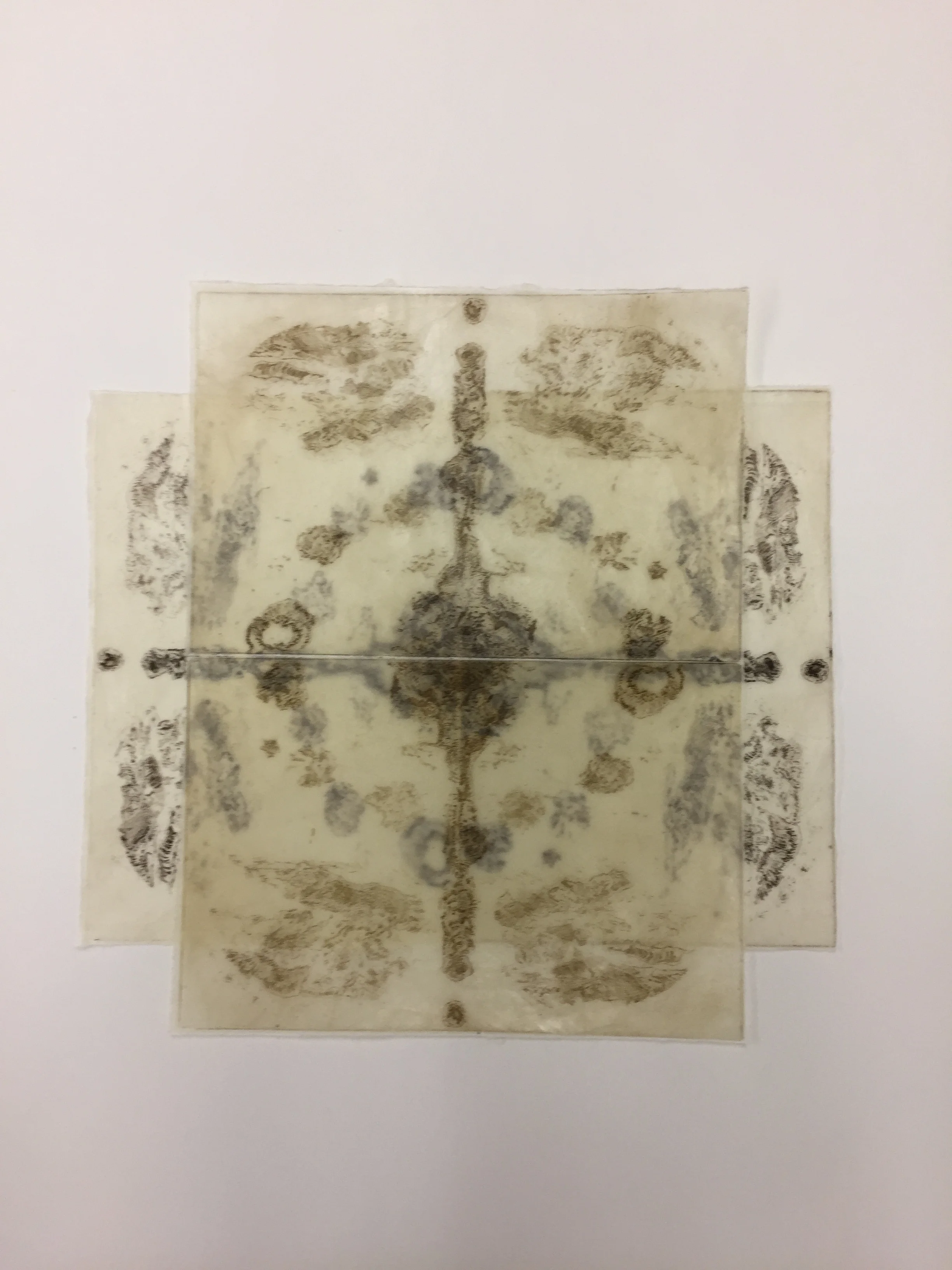 Etching on rice paper and wax