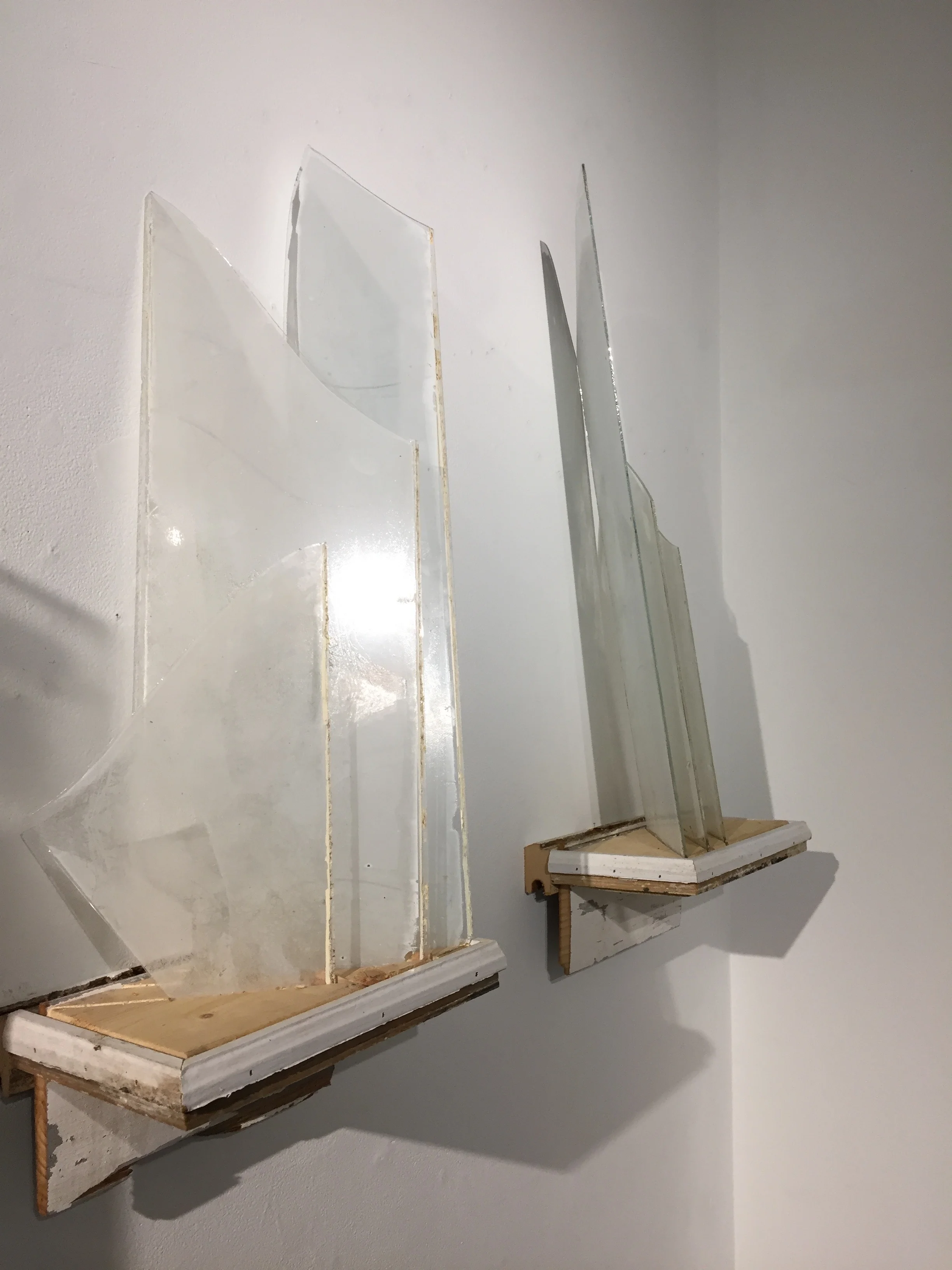 Shards of glass with screen print images