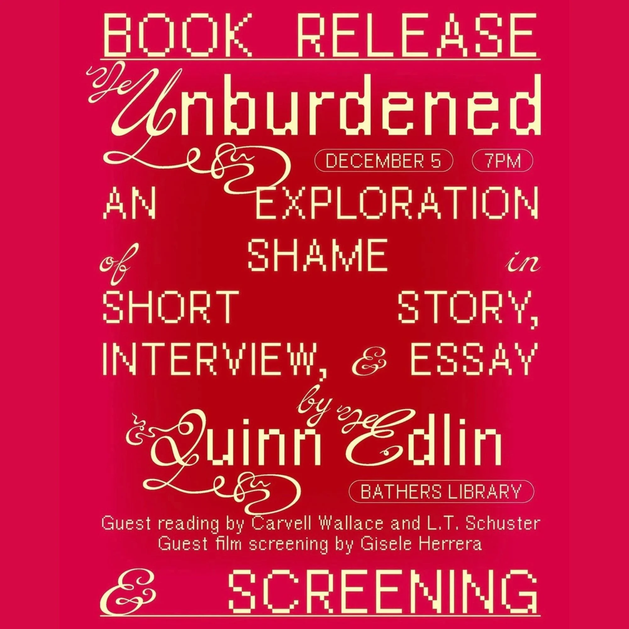 Book Release and Reading: Unburdened by Quinn Edlin 