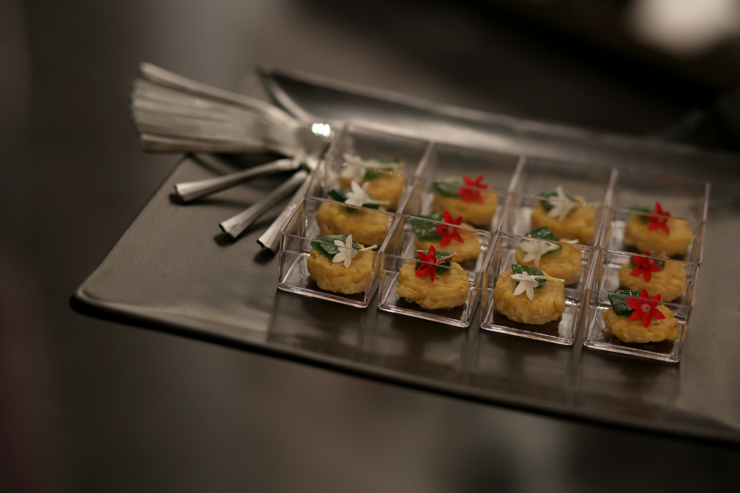 Orzotto Disk with Lemon Grass Gelee and Egyptian Star Flowers