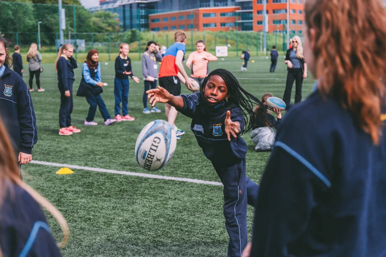 Practicing passing skills.