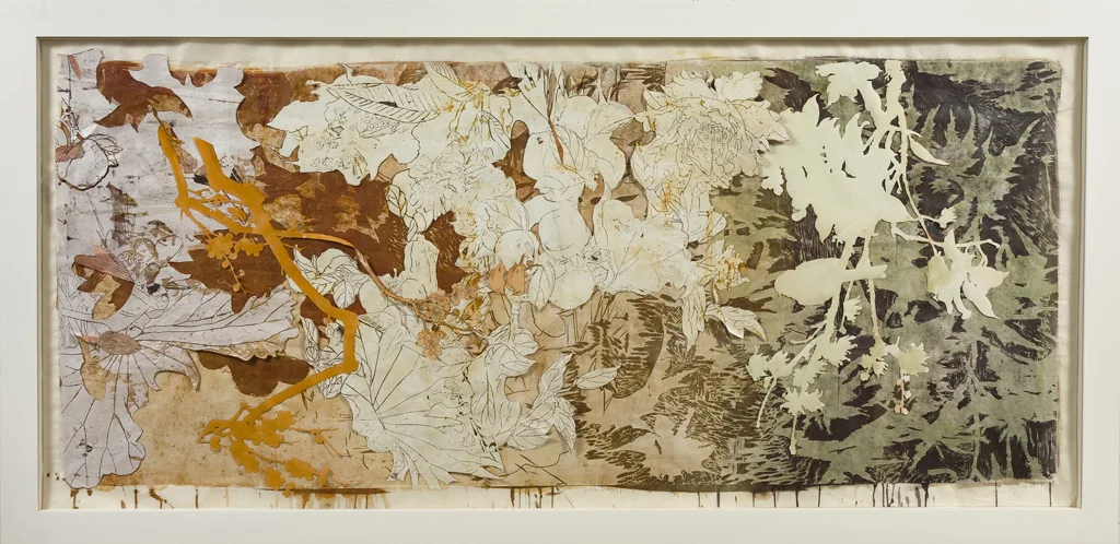 Judy Pfaff "Year of the Dog #11" woodblock, collage, mixed media 2008