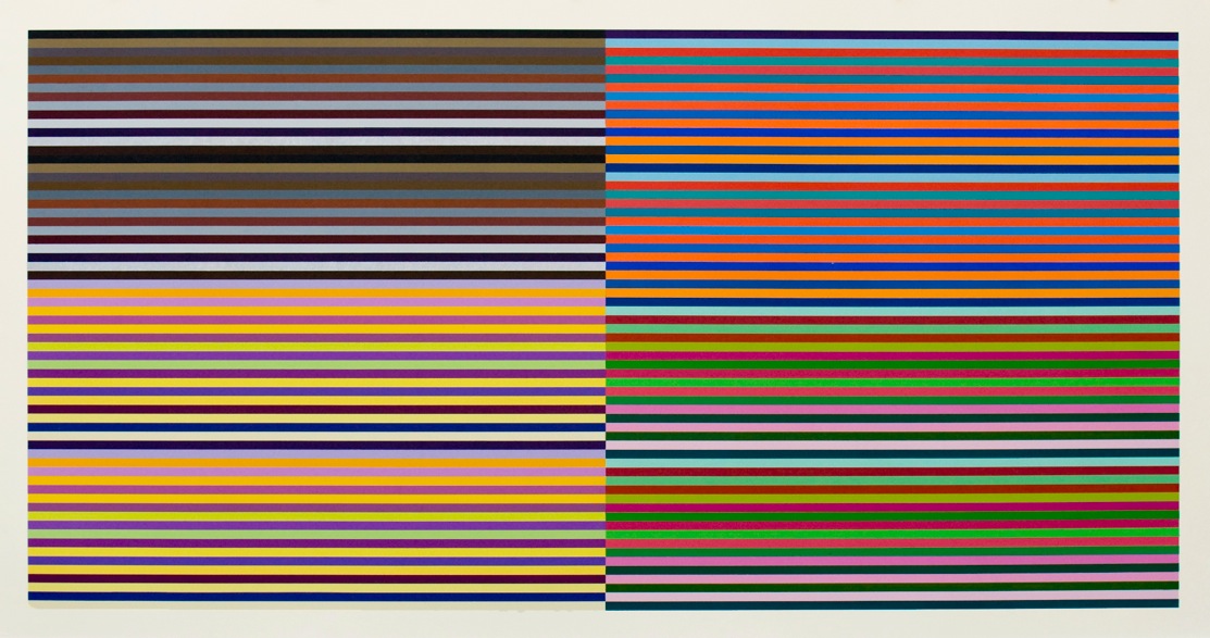 Polly Apfelbaum, "Split Ribbons 9" unique woodblock on paper, 2011