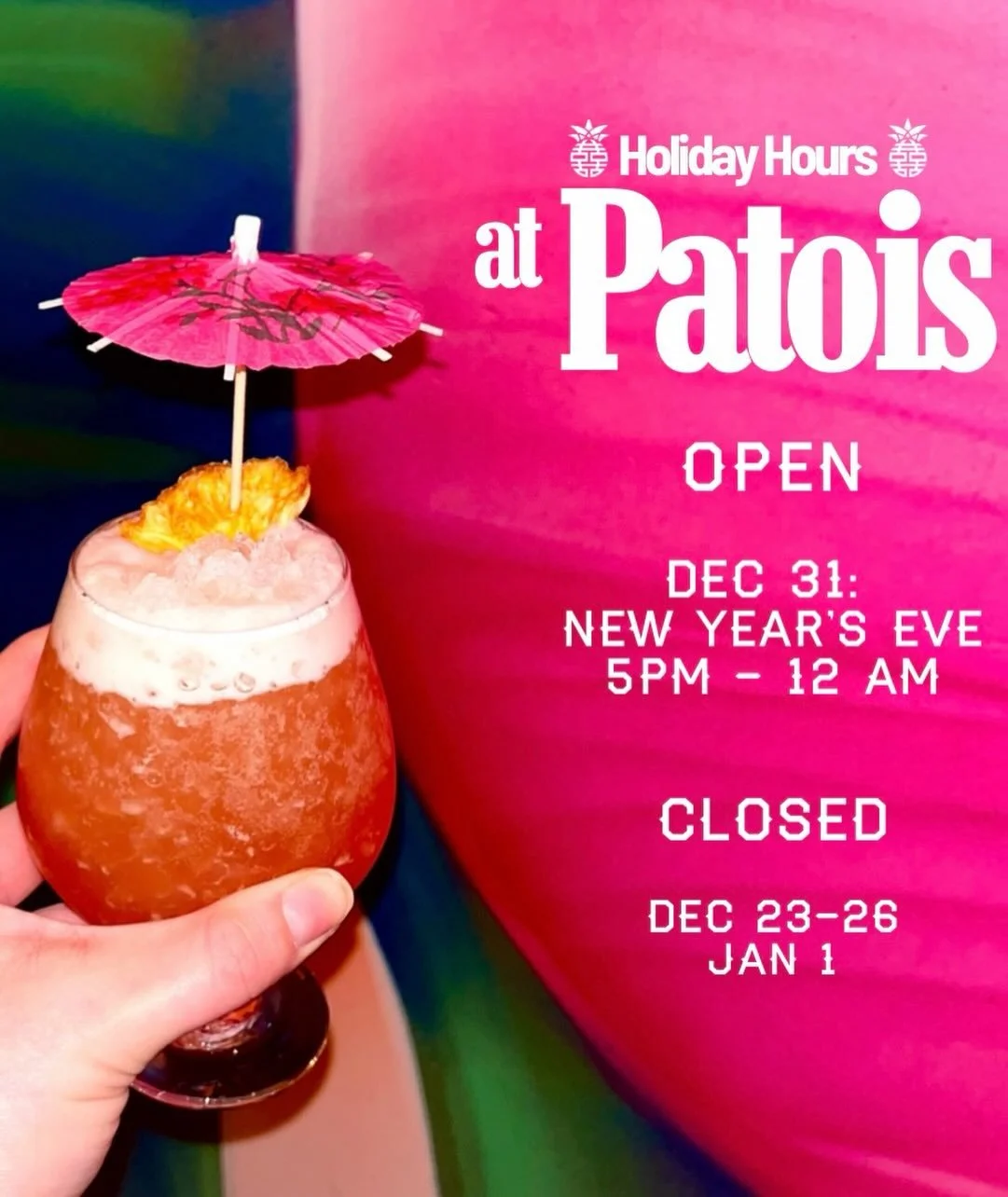 HOLIDAYS AT PATOIS ✨
 We&rsquo;re taking a short holiday break Dec 22&ndash;26, then back in action Dec 27.

Reservations now open for New Year&rsquo;s Eve, open from 5pm&ndash;midnight 🥂 
Closed Dec 22&ndash;26 and Jan 1

#patoistoronto