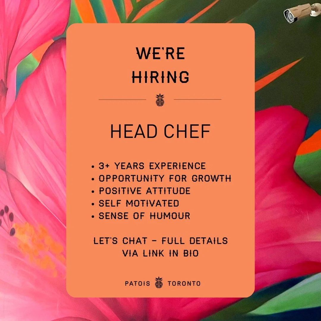 We&rsquo;re looking for a Head Chef to join the Patois Toronto team!

- 3+ Years Experience
- Opportunity for growth
- Positive Attitude
- Self Motivated
- Sense of humour

We&rsquo;d love to meet you. Apply via the link in bio! 
#patoistoronto