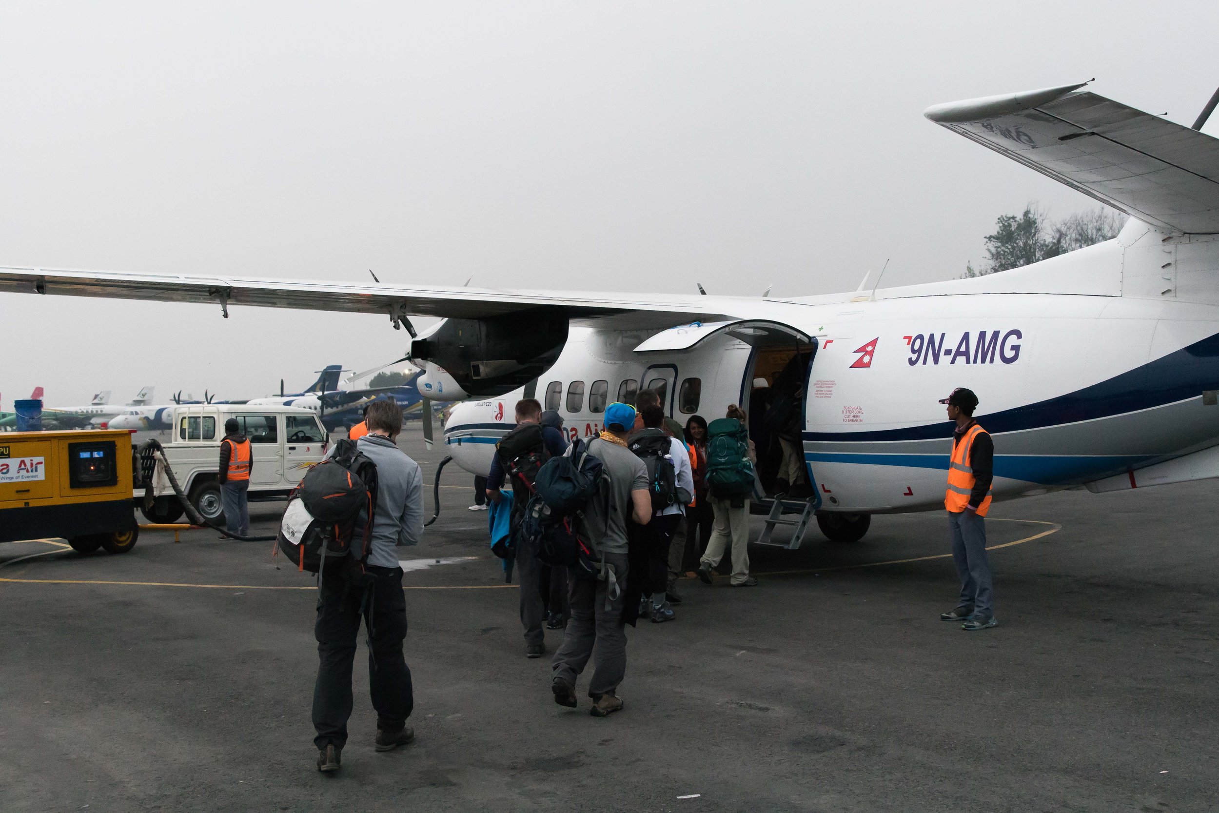 Boarding the plane to Lukla