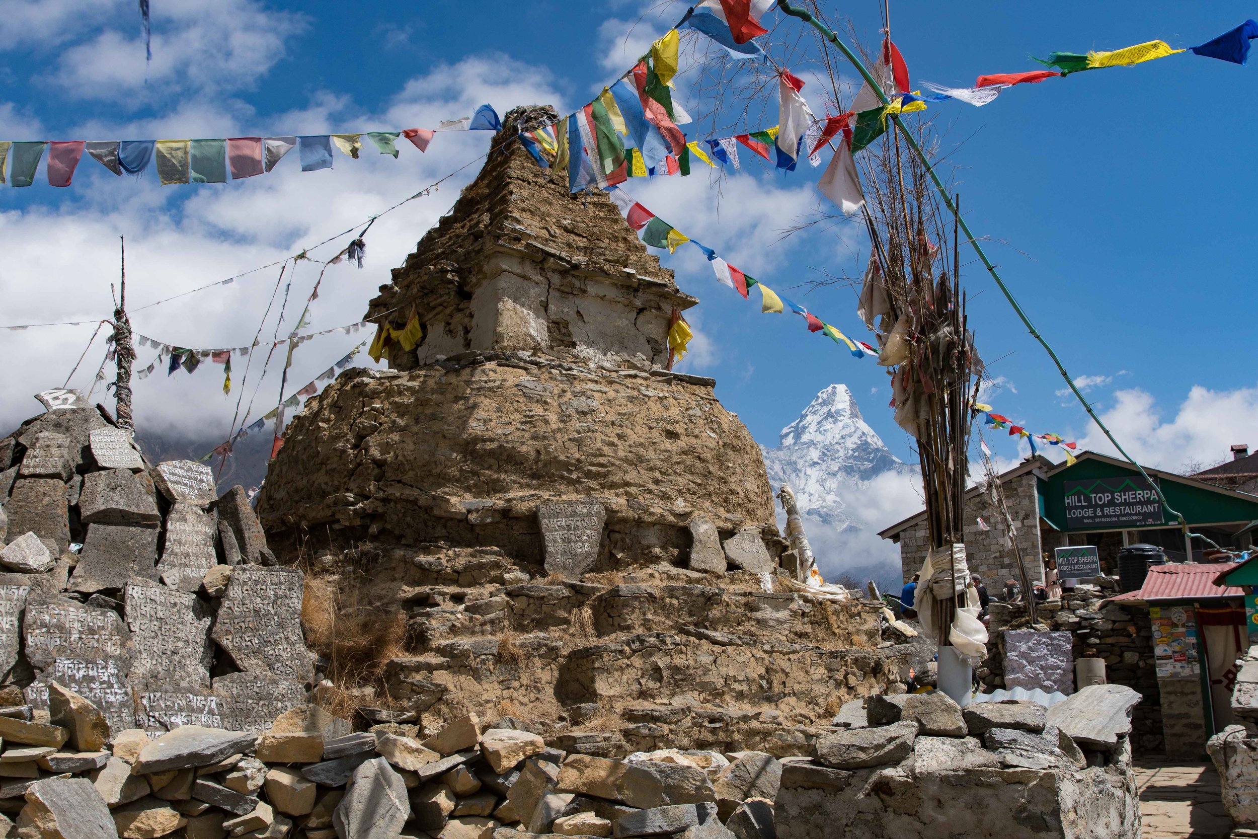 Chorten in Mongla with Ama Dablam in the background