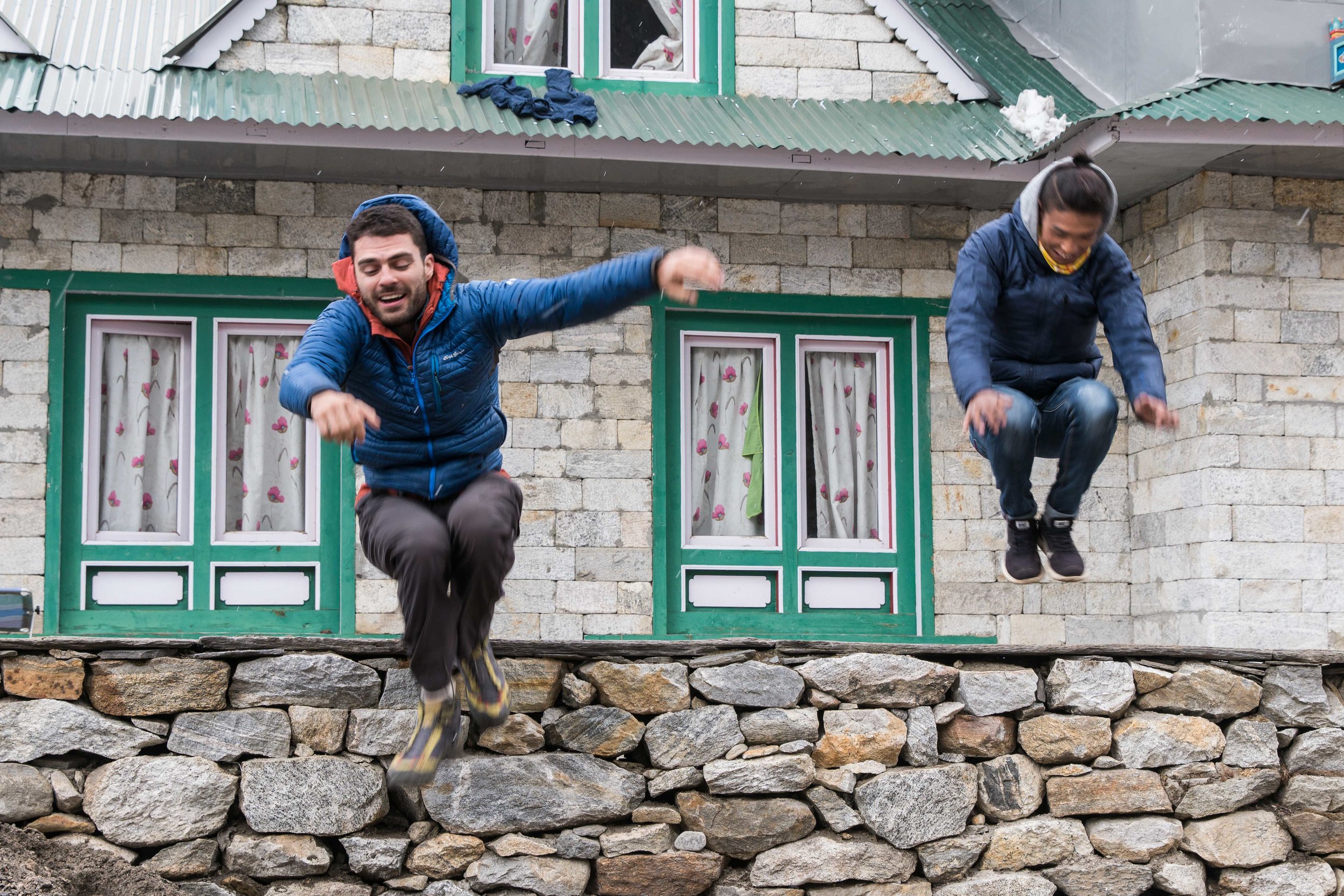 Fura and I in a standing jump contest in Pheriche