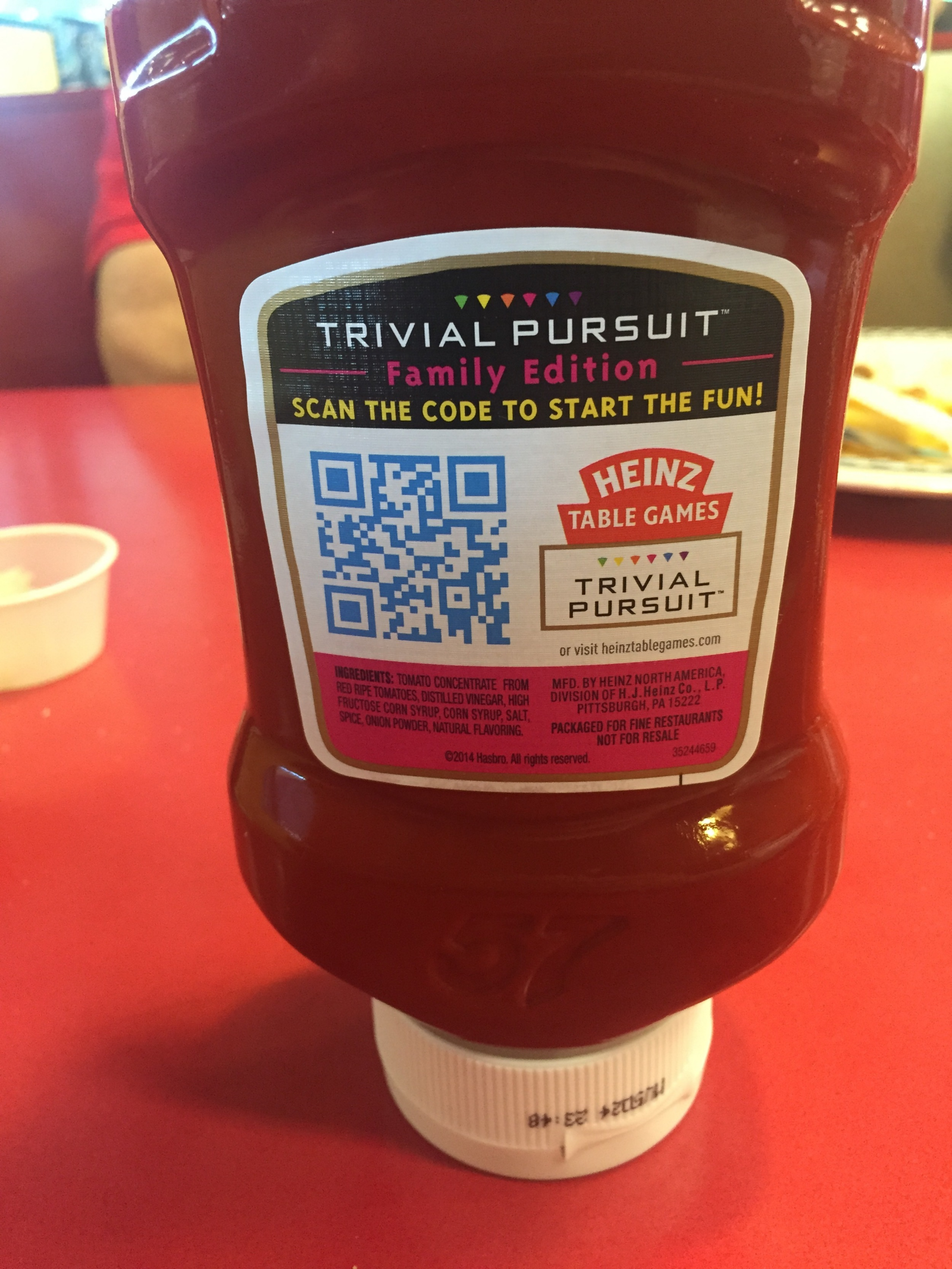 Heinz Ketchup with QR Code for Trivial Pursuit Family Edition