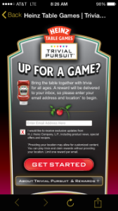 Heinz email request page. The copy is hard to read in this screen grab and was even harder to read while viewed on the phone.