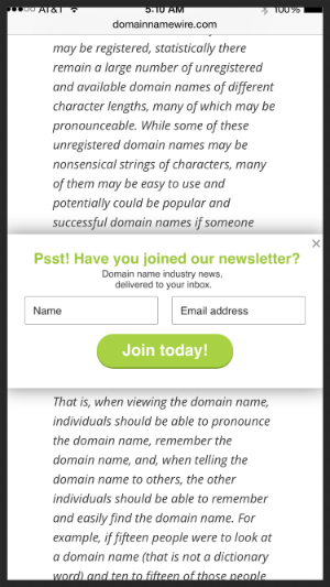 DomainNameWire.com's ad is successful because "you don't have to think".