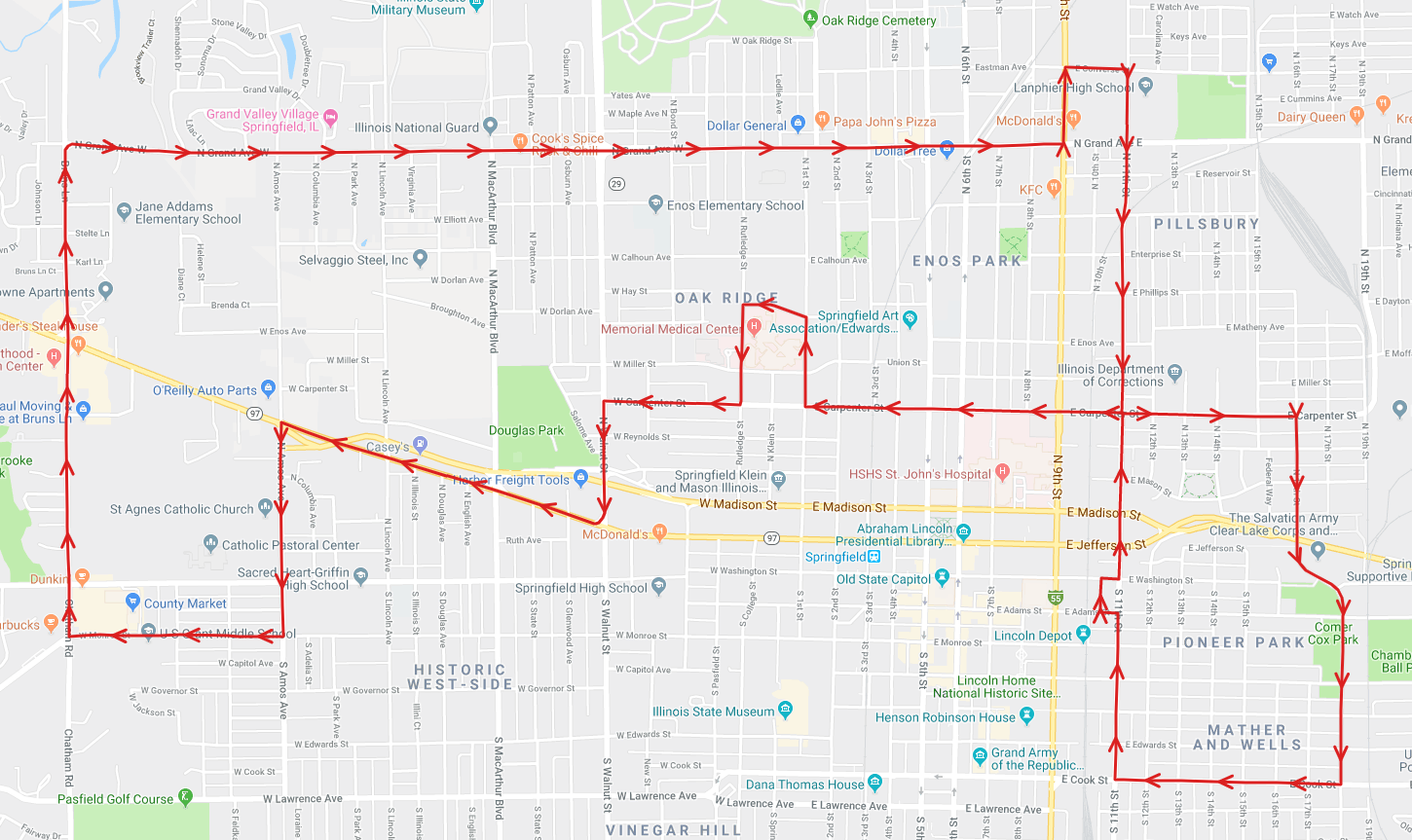 The new Route 5 pattern starting on August 19th, 2019.