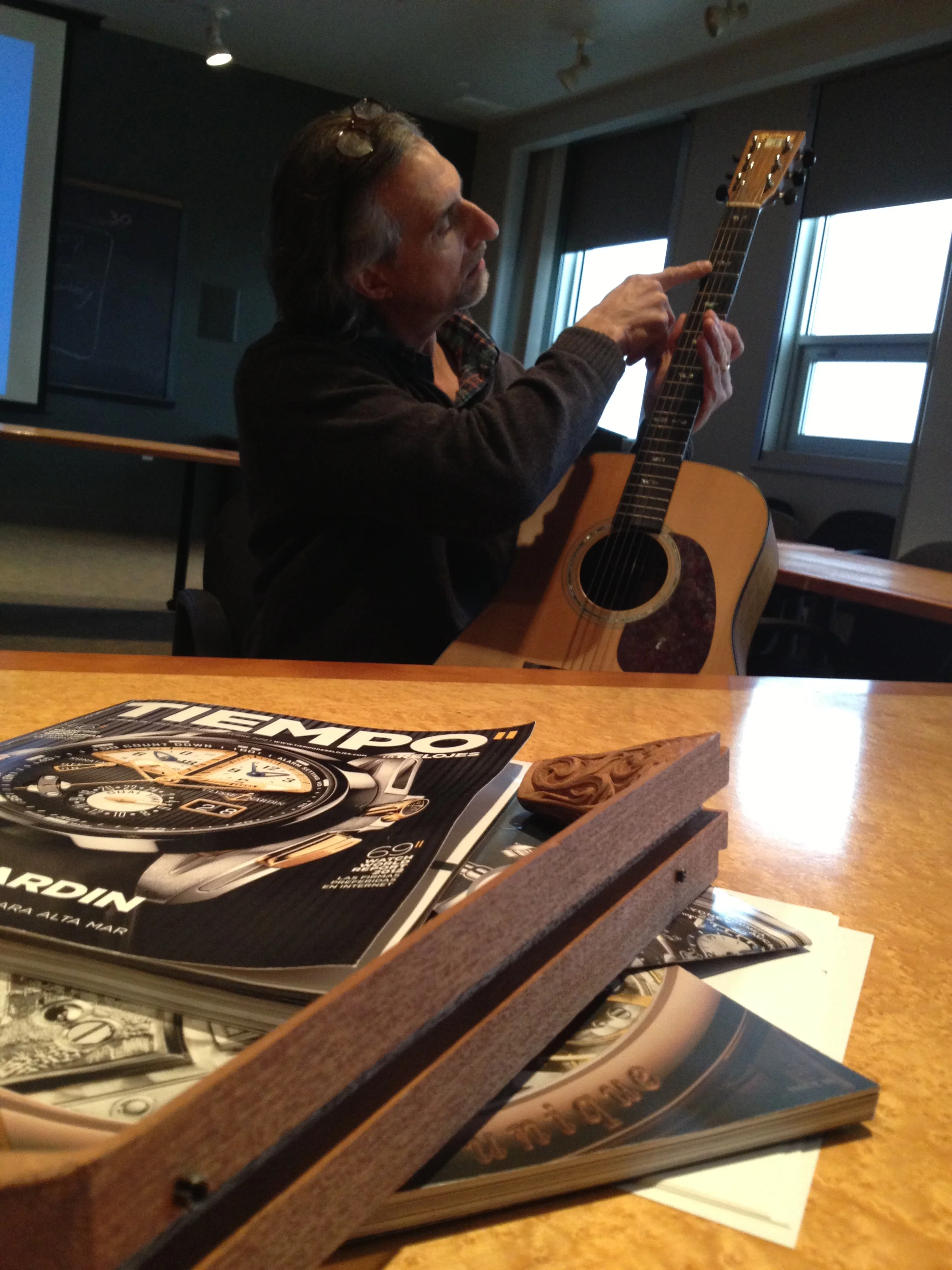  Robert Goetzl brainstorms the inclusion of special components and materials across the guitar platform. 