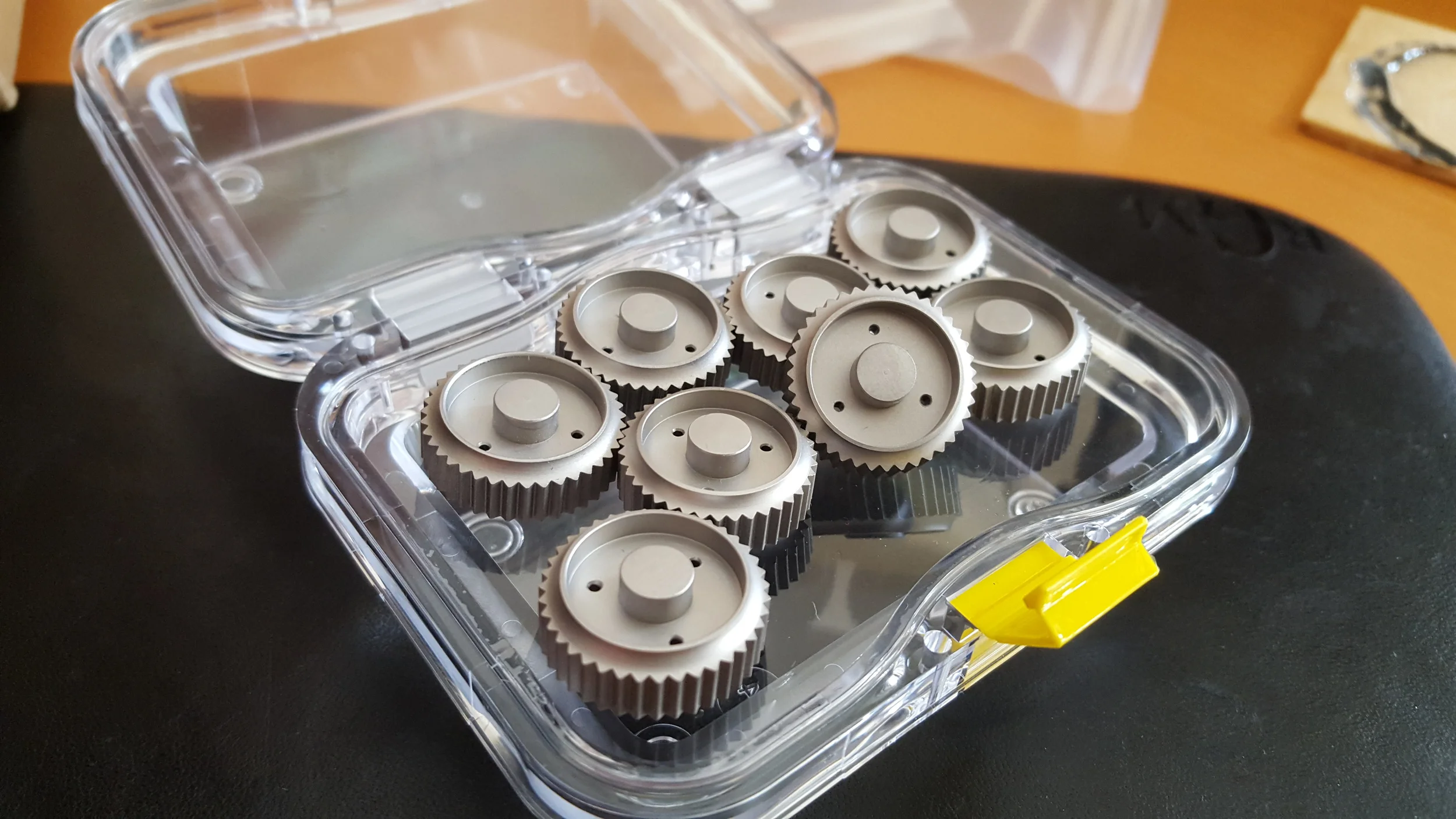 Custom cut tuning knobs that mimic the feel of a winding stem. . . in jumbo form.