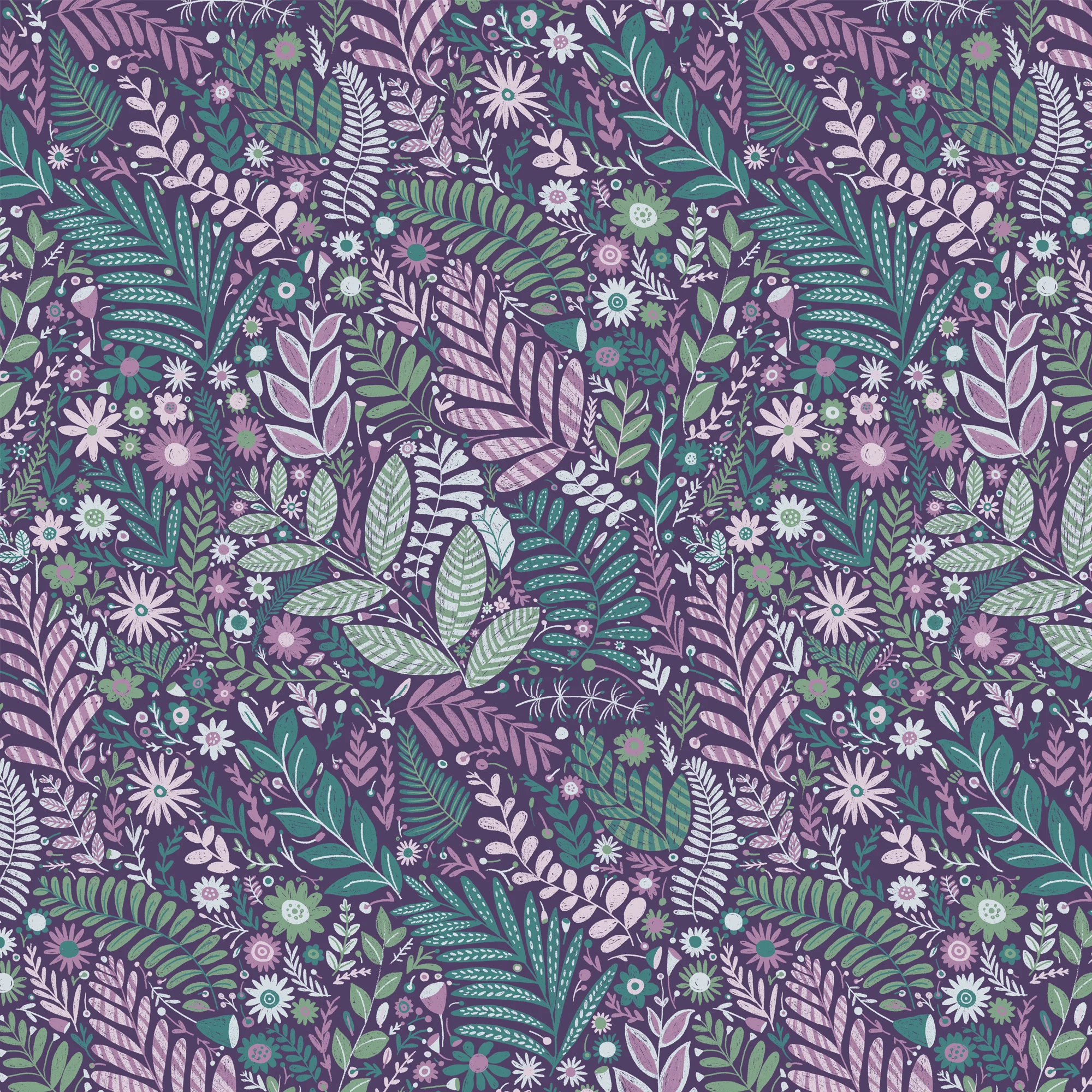 purple green floral