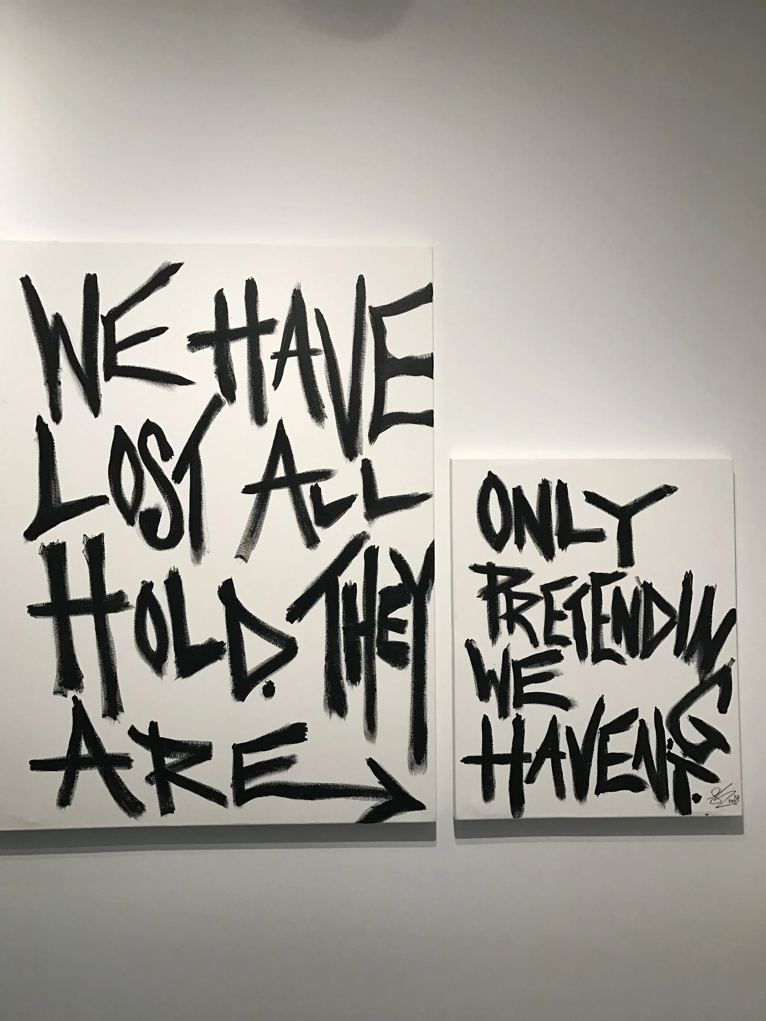   To Further Gain Power , 2018  Acrylic on canvas  36 x 48 in (91.4 x 122 cm) and  24 x 30 in (61 x 76.2 cm) 