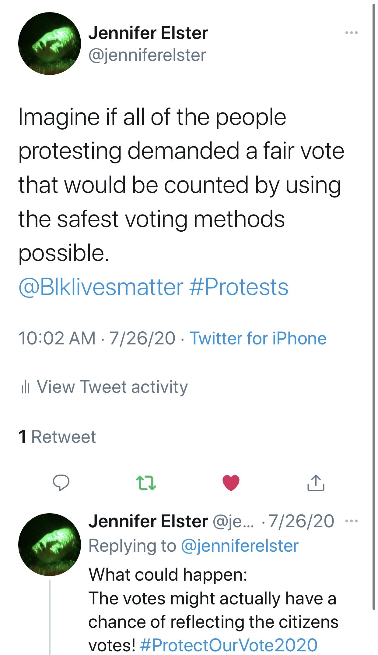 Jennifer Elster_Imagine if all of the people protesting_#ProtectOurVote2020 Nonpartisan Peace.jpg
