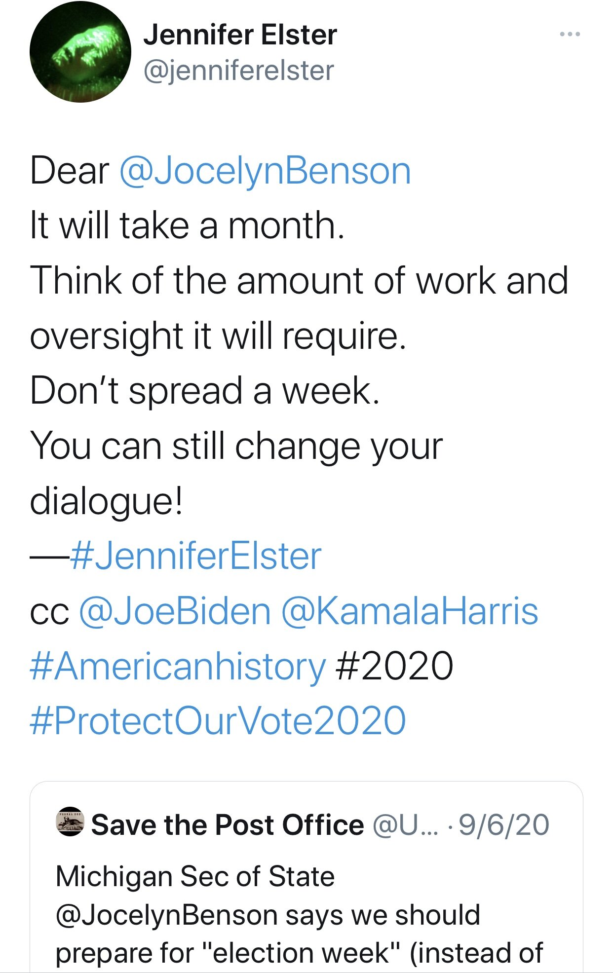 Jennifer Elster_It will take a month_#ProtectOurVote2020 Nonpartisan Peace.jpg