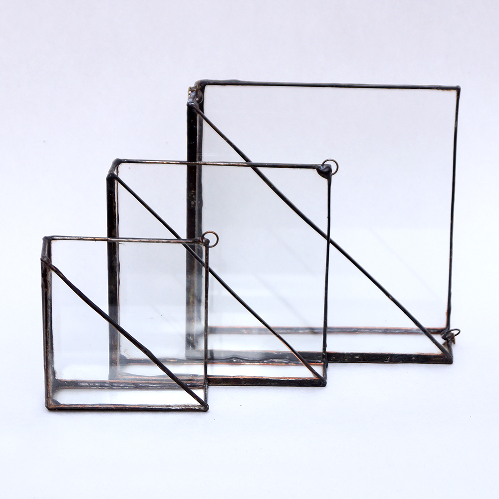 Diamond & Triangle Duo Terrarium Vase / Window Box — Copper & Torch