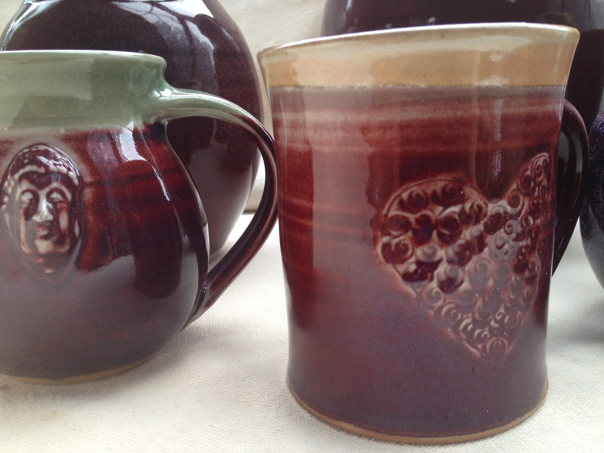 Copper red stamped mugs