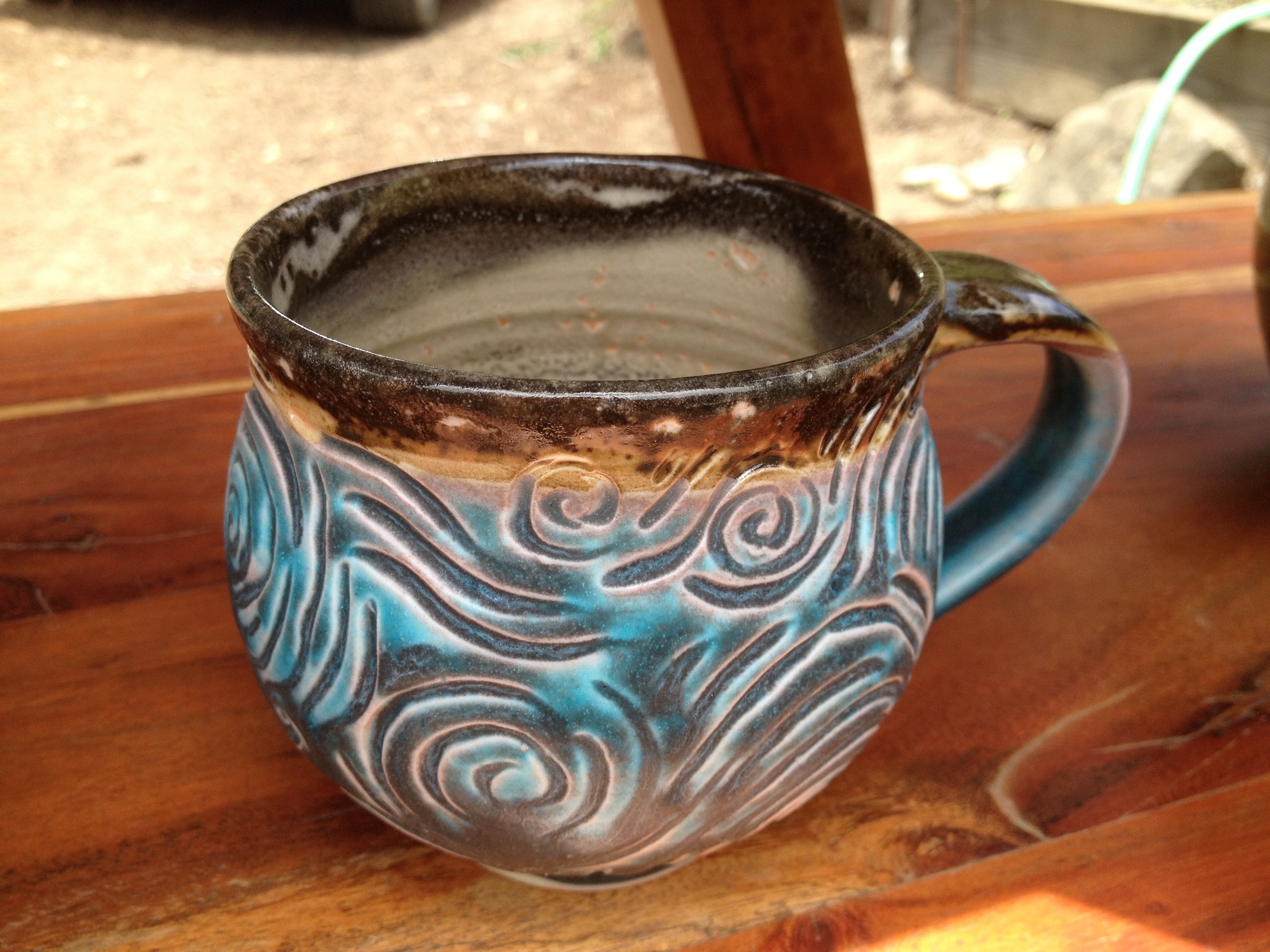 Colorful carved mug