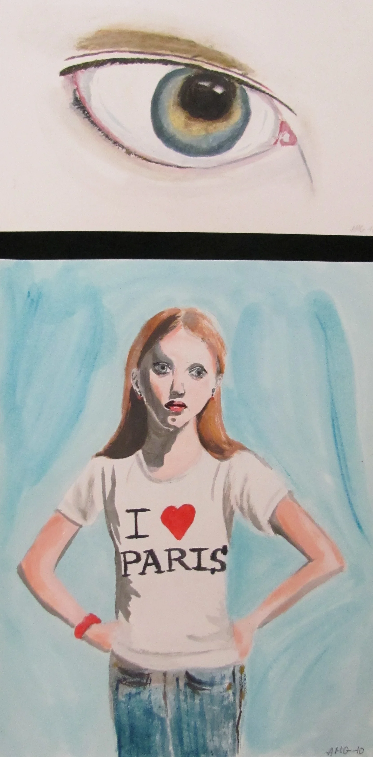 AMG-Grade 7 Watercolor Self-Portrait Diptych