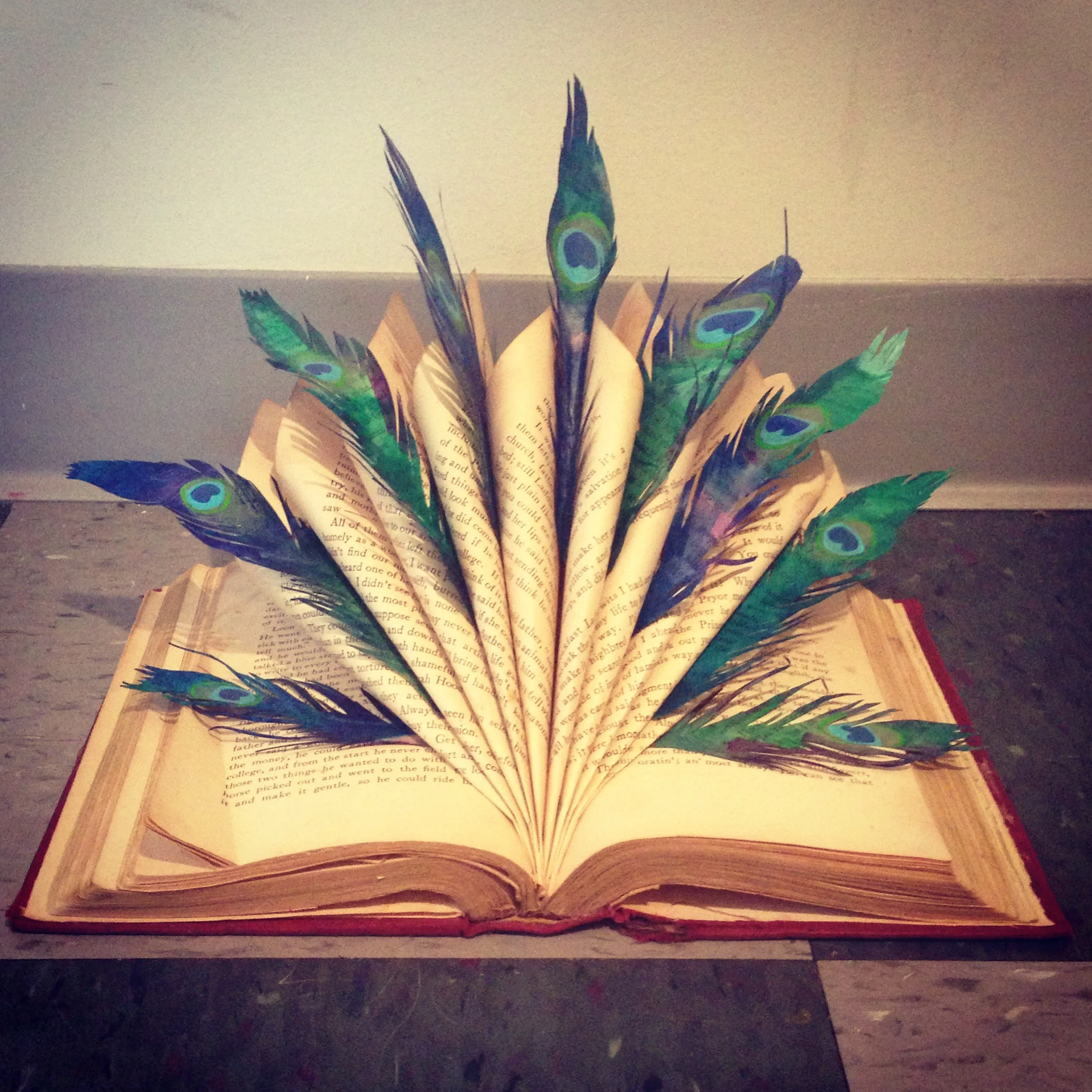 Peacock Book Sculpture
