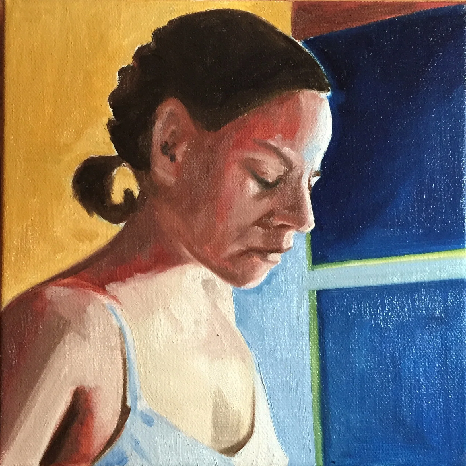 Self-Portrait in Childhood Bedroom, 2015. Oil on canvas.