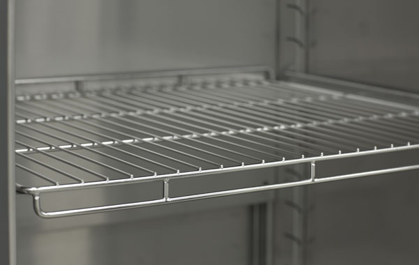 STAINLESS STEEL GRILLE SHELVES Our cabinets are always supplied with stainless steel grille shelves mounted on movable wires.