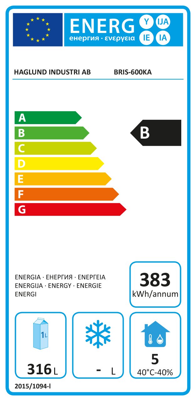 Energy labelling Bris 600KA