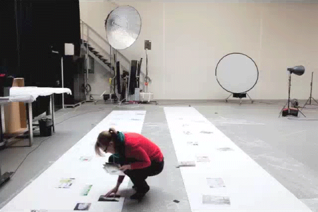 Laying out the book in the studio