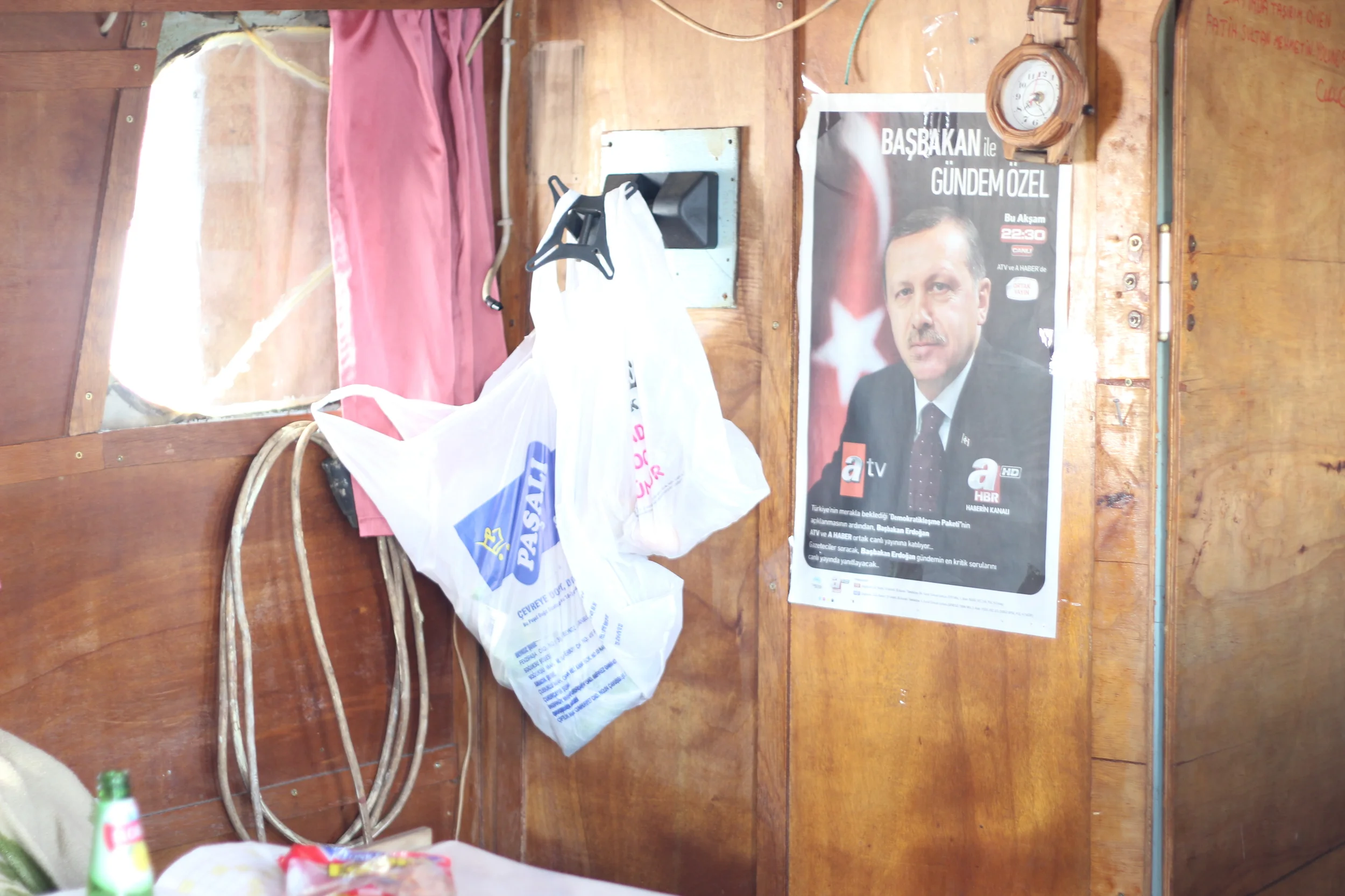 Politics in everything. Captain Osman Korkmaz’s boat on the Bosphorus Strait   --   Istanbul, Turkey