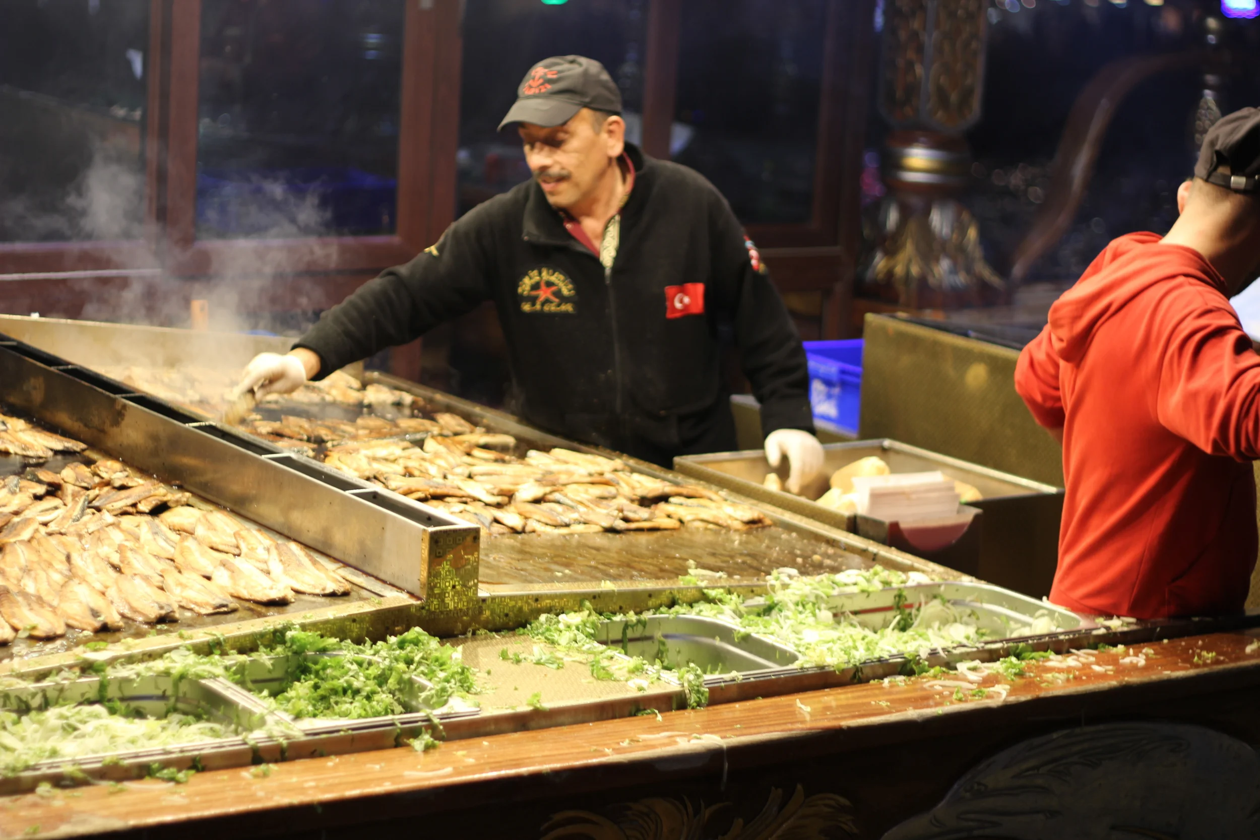 Balik ekmek chef under the Galata Bridge   --   Istanbul, Turkey