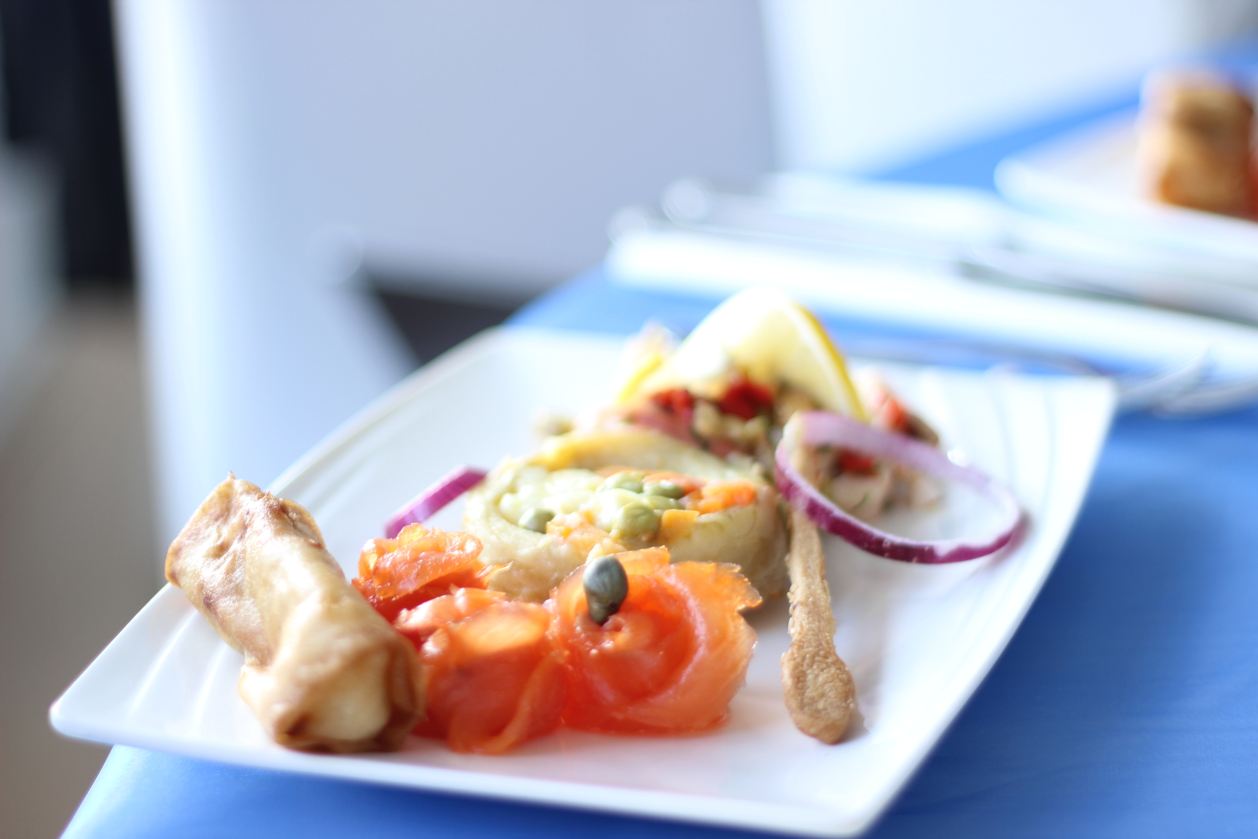 Eating the main event. Metro press event on the Bosphorus Strait   --   Istanbul, Turkey