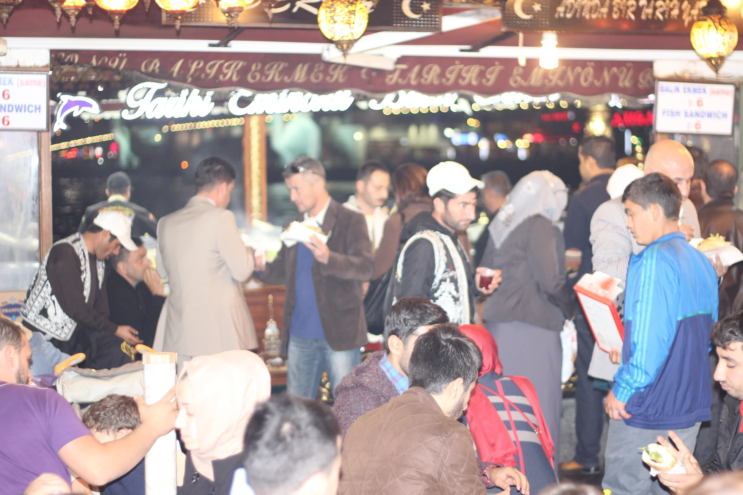 Balik ekmek chow down under the Galata Bridge   --   Istanbul, Turkey