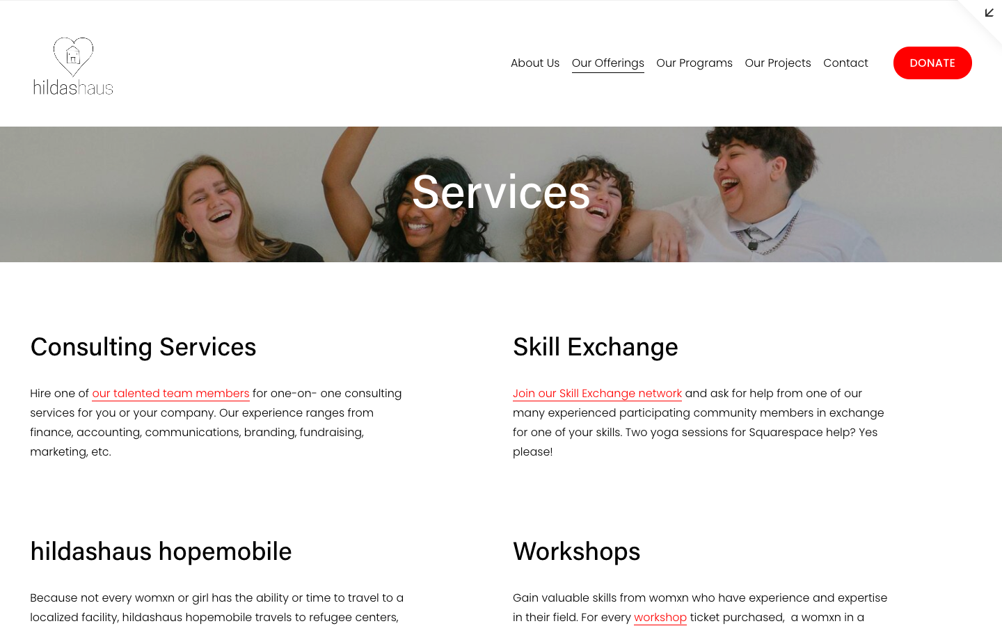 Services page