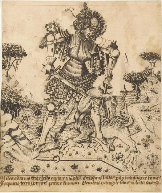 sealmaiden:

Saint George slaying the dragon
Artist: Unknown, 15th century