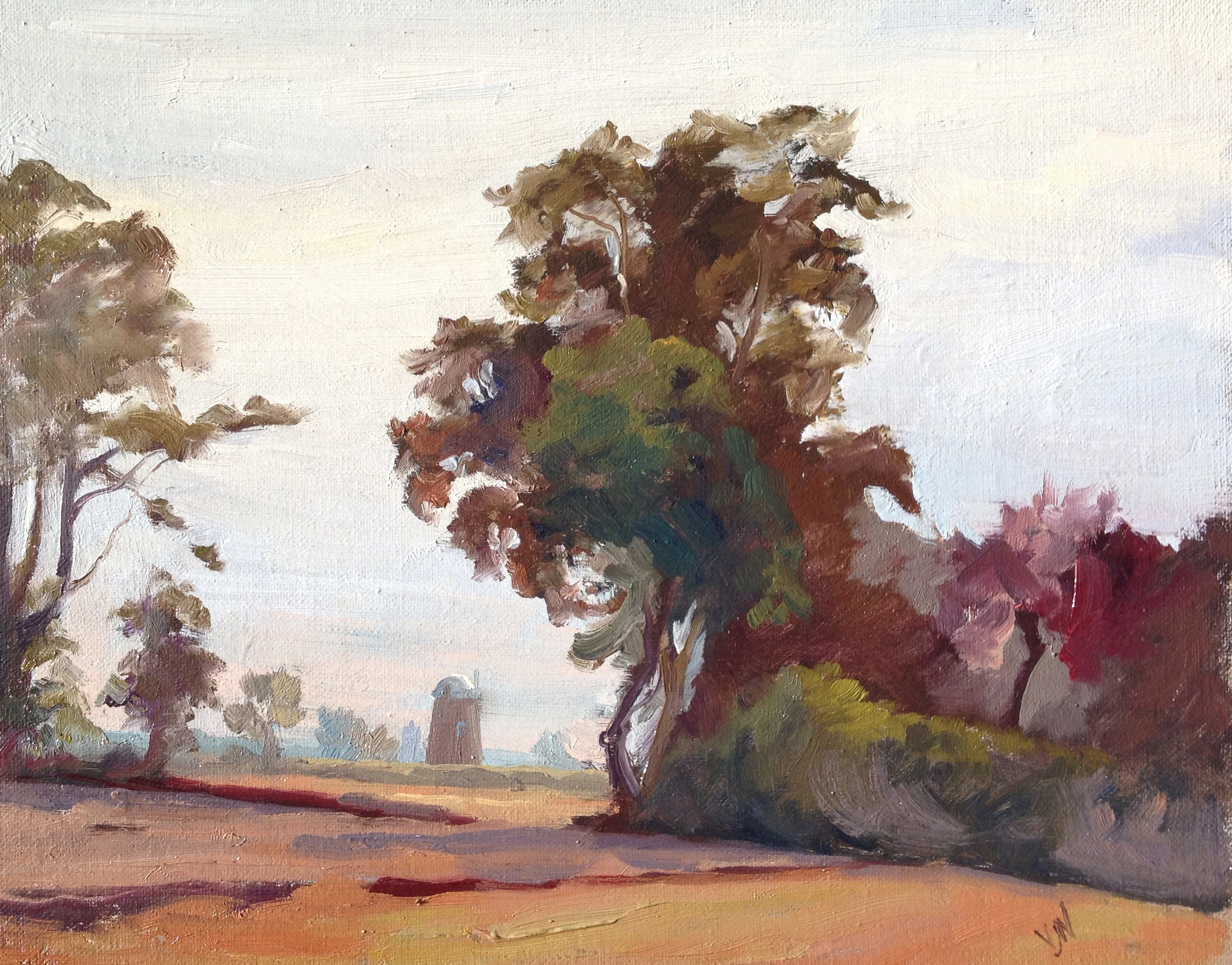 Horsey Windpump 24x30cm Oil on canvas board