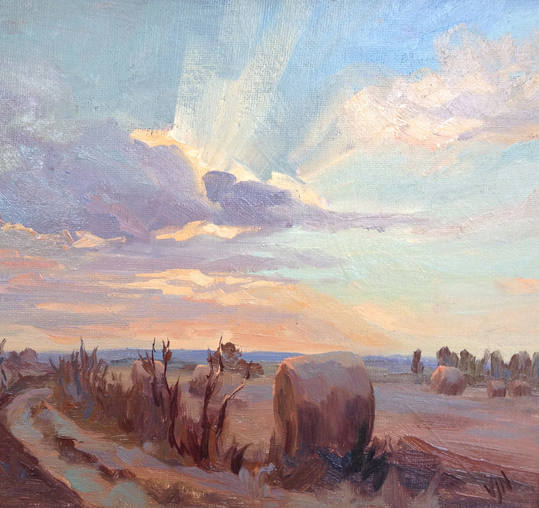 Harvest Sunset 24x24 Oil on canvas board