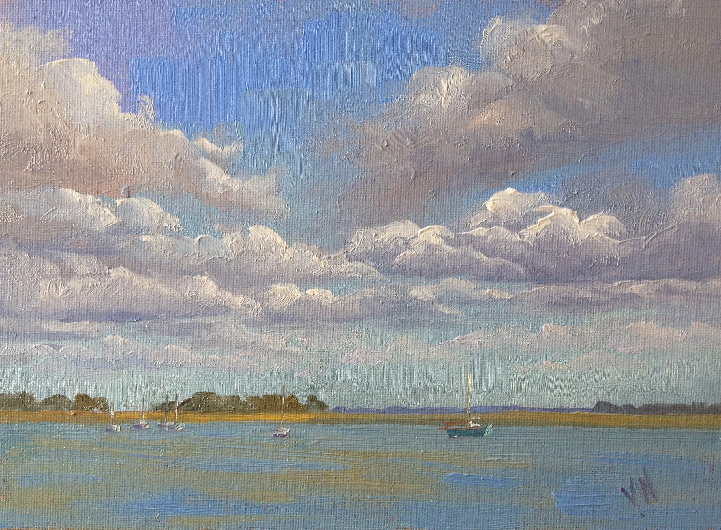 Heybridge Clouds 18x24cm Oil on canvas board