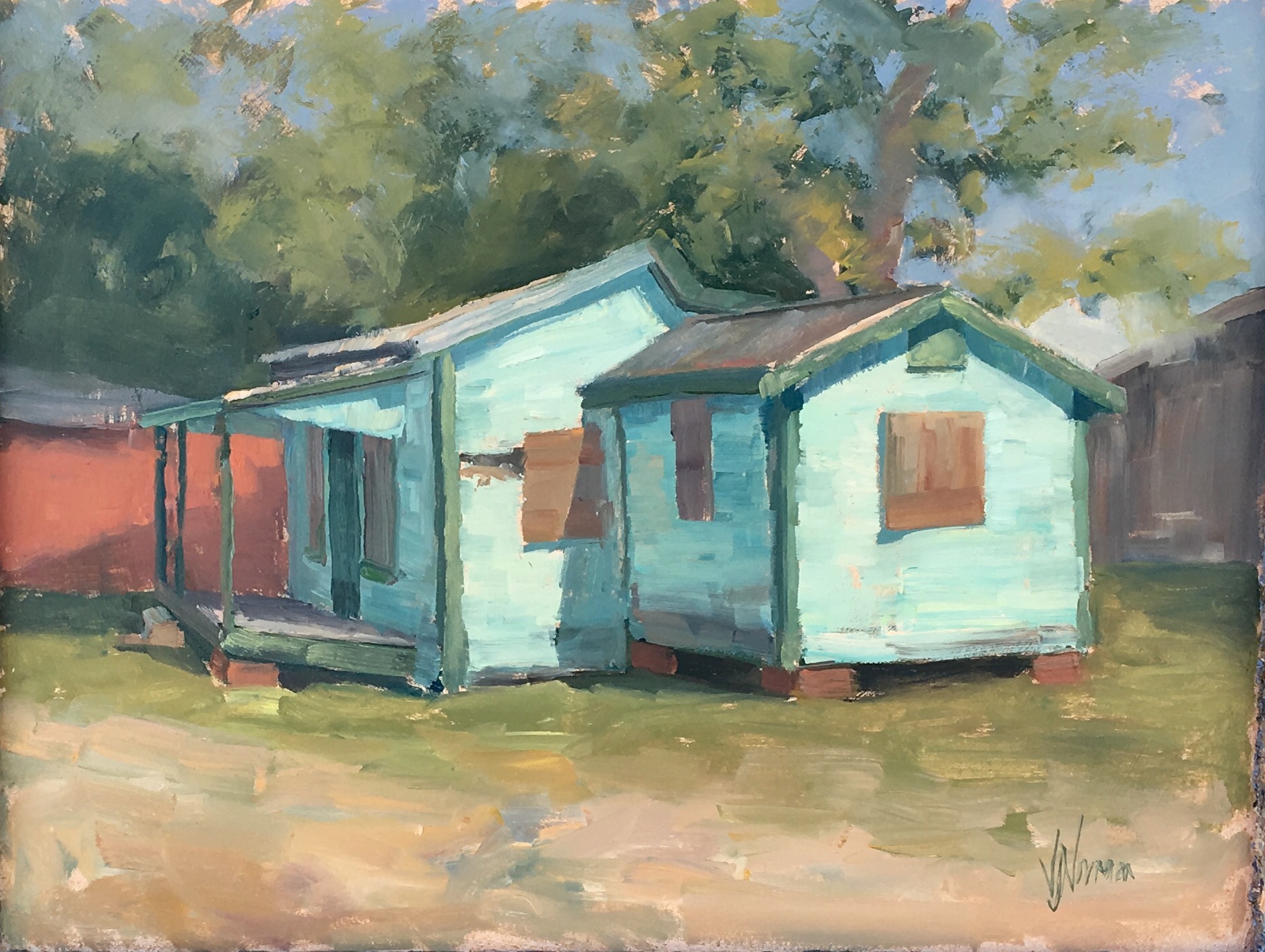 "Standing on bricks" 9 x 12" Oil on board
