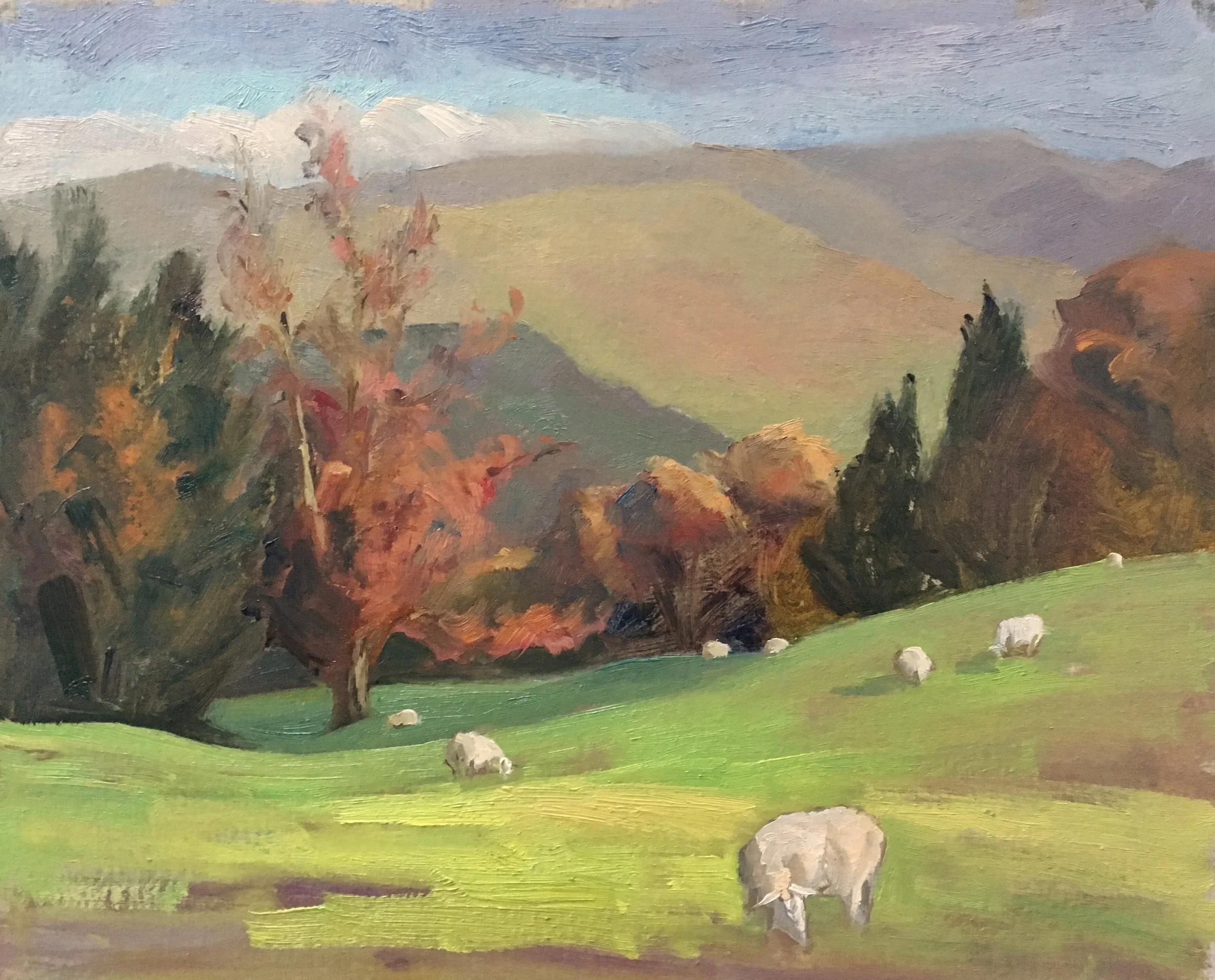 Time for a Swim, Lerici. Paintings from my travels at Higham Hall.