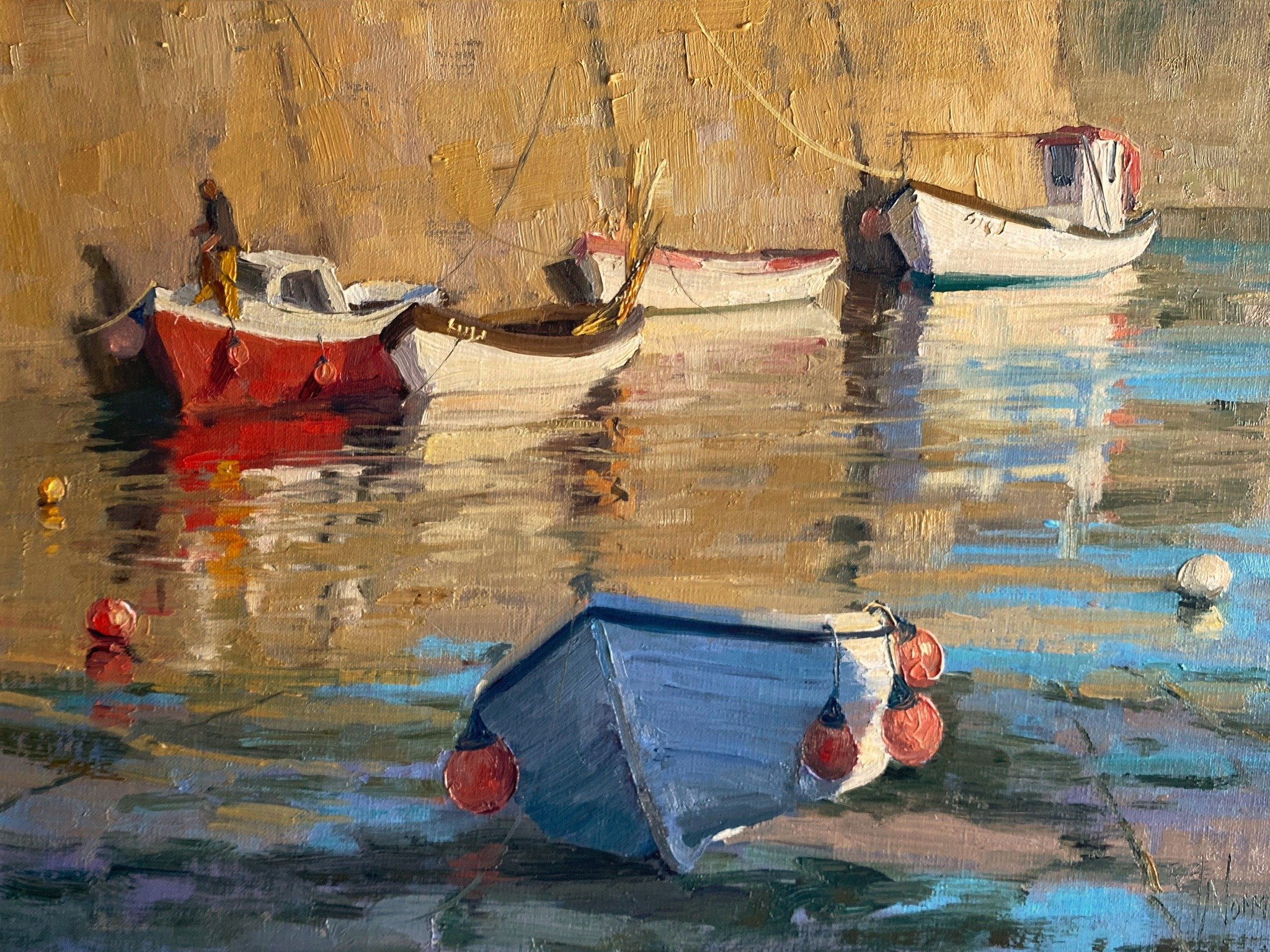 The light in Mousehole is liquid gold on a summer evening! Join me in June to see for yourself - 3 workshop spaces still available! #oilpaint #lovecolour #vickinormanart #oilpainting #light #artistsoninstagram #arttutuor #lovemyjob #mousehole #mouseh