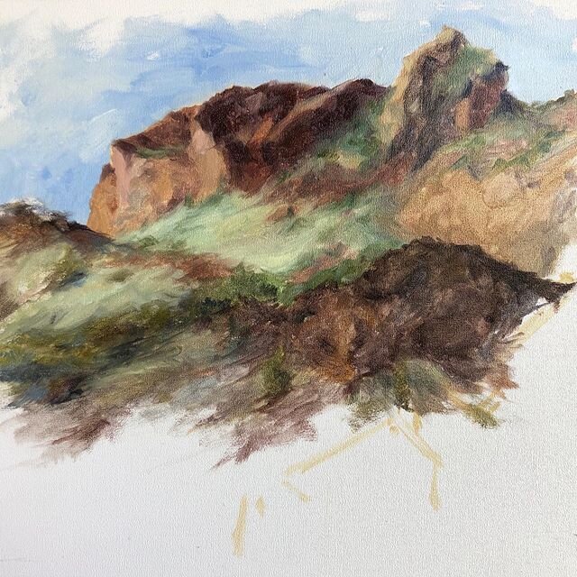 Sitting on a rock painting some rocks. Beautiful evening in the #landifenchantment ✨  #landscapepainting #newmexico #oilpainting #paintingrocks #fromlife #diablocanyon #socialdistancing #smallworks #newwaveprochadebox