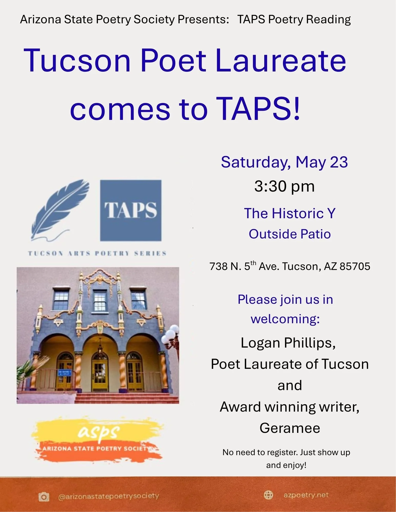 Tucson - Feature Reading @ TAPS Tucson Arts Poetry Series